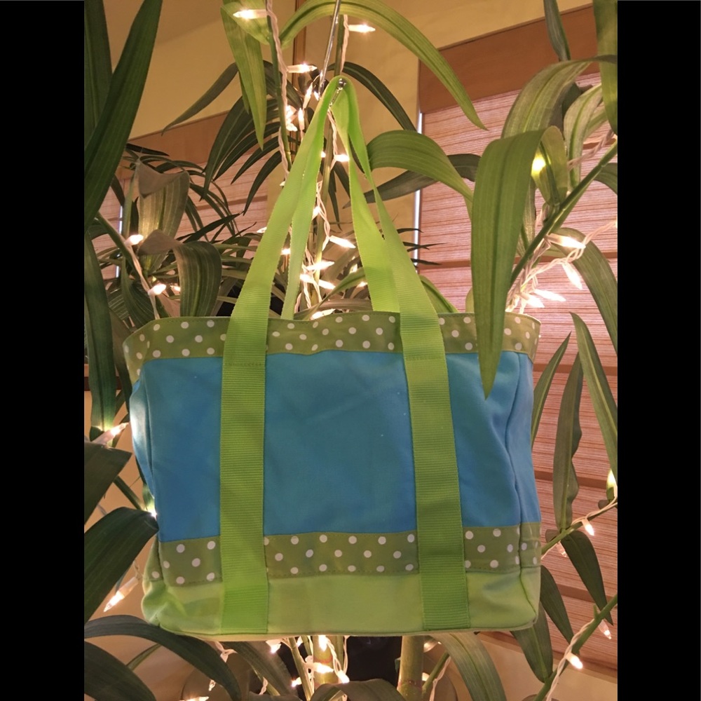 🏝 Tote - Hawaiian Blue & Green pooka dot